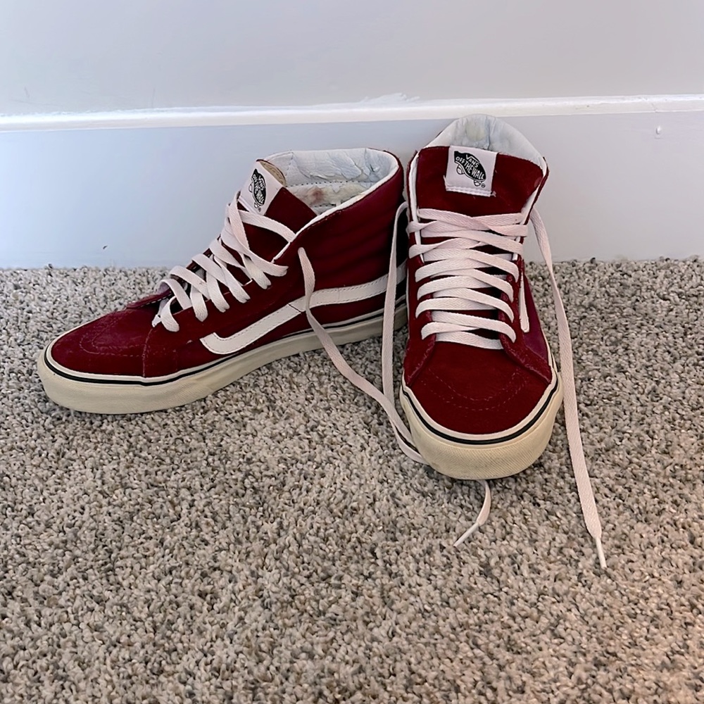 Burgundy high top vans